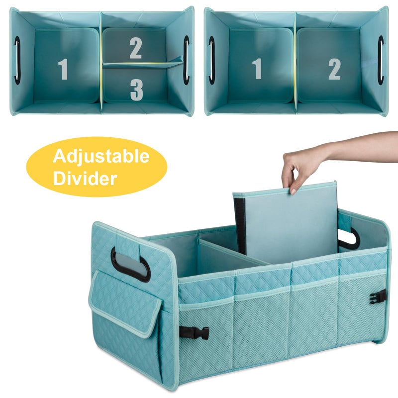 JiatuA Car Trunk Organizers and Storage for SUV, Collapsible Multi Compartment Container Box Adjustable Car Accessories for Women Men, Lake Blue - Image 4